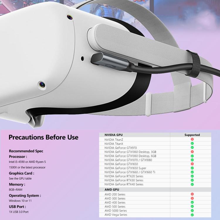 5m Type-C VR Streaming Connection Cable 10GB High-Speed Transmission Elbow Smart Device Cable, For Meta Quest 2 / 3 / PICO 4 / Apple Vision Pro / PSVR 2 - VR Accessories by buy2fix | Online Shopping UK | buy2fix