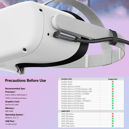 5m Type-C VR Streaming Connection Cable 10GB High-Speed Transmission Elbow Smart Device Cable, For Meta Quest 2 / 3 / PICO 4 / Apple Vision Pro / PSVR 2 - VR Accessories by buy2fix | Online Shopping UK | buy2fix