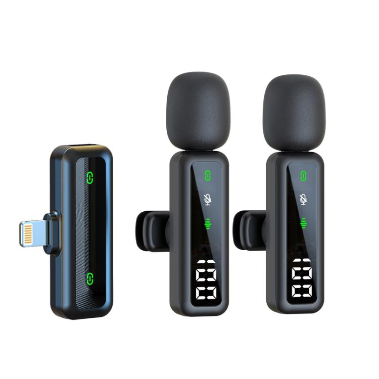 H67 8 Pin Dual Mic Live Noise Reduction Video Shooting Mini Mobile Phone Microphone Digital Wireless Lapel Microphone - Microphone by buy2fix | Online Shopping UK | buy2fix