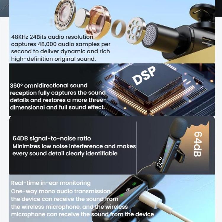 H67 8 Pin Single Mic Live Noise Reduction Video Shooting Mini Mobile Phone Microphone Digital Wireless Lapel Microphone - Microphone by buy2fix | Online Shopping UK | buy2fix