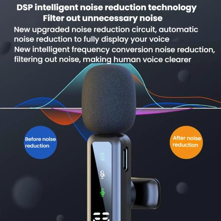 H68 3 In 1 Dual Mic Live Noise Reduction Video Shooting Mini Mobile Phone Microphone Digital Wireless Lapel Microphone - Microphone by buy2fix | Online Shopping UK | buy2fix