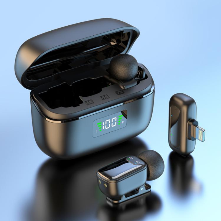 8 Pin Dual Microphone Mini Wireless Finger Clip Microphone Mobile Phone Live Noise Reduction Bluetooth Microphone(Black) - Microphone by buy2fix | Online Shopping UK | buy2fix