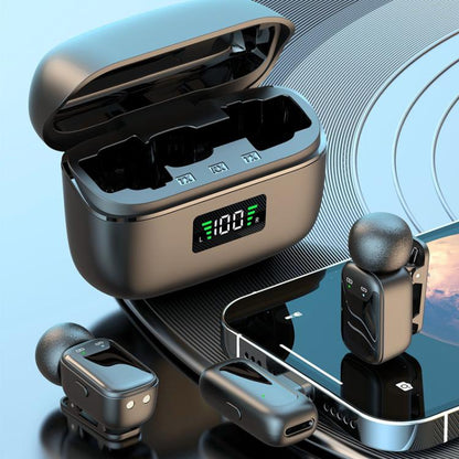 Type-C Dual Microphone Mini Wireless Finger Clip Microphone Mobile Phone Live Noise Reduction Bluetooth Microphone(Black) - Microphone by buy2fix | Online Shopping UK | buy2fix