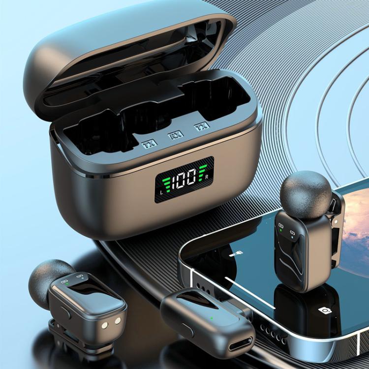 8 Pin Dual Microphone Mini Wireless Finger Clip Microphone Mobile Phone Live Noise Reduction Bluetooth Microphone(Black) - Microphone by buy2fix | Online Shopping UK | buy2fix