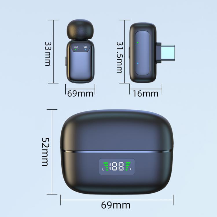 Type-C Dual Microphone Mini Wireless Finger Clip Microphone Mobile Phone Live Noise Reduction Bluetooth Microphone(Black) - Microphone by buy2fix | Online Shopping UK | buy2fix