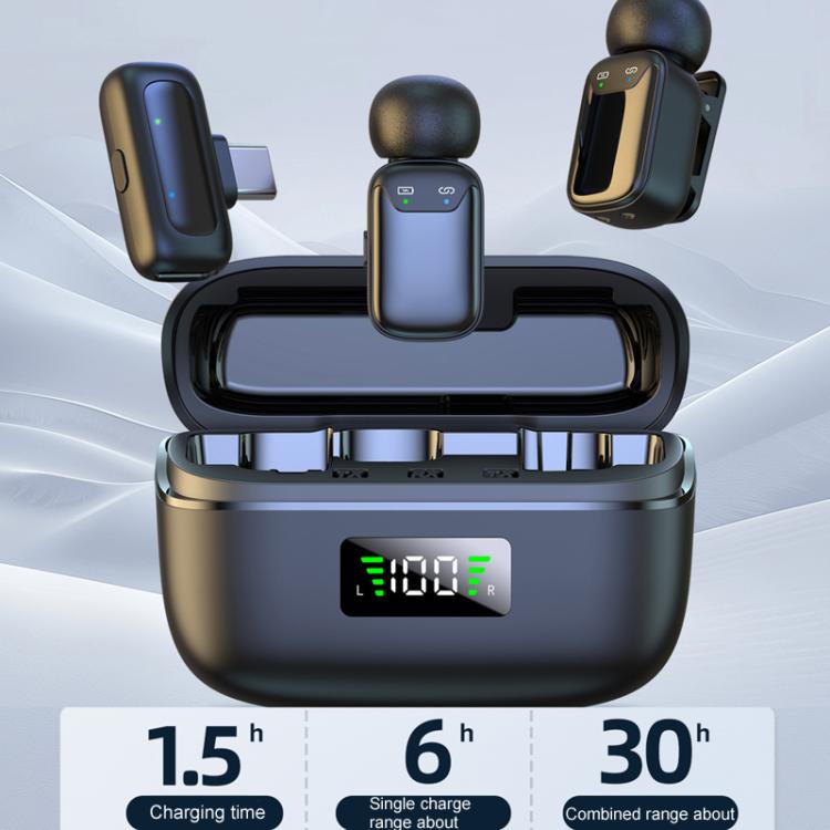 Type-C Dual Microphone Mini Wireless Finger Clip Microphone Mobile Phone Live Noise Reduction Bluetooth Microphone(Black) - Microphone by buy2fix | Online Shopping UK | buy2fix