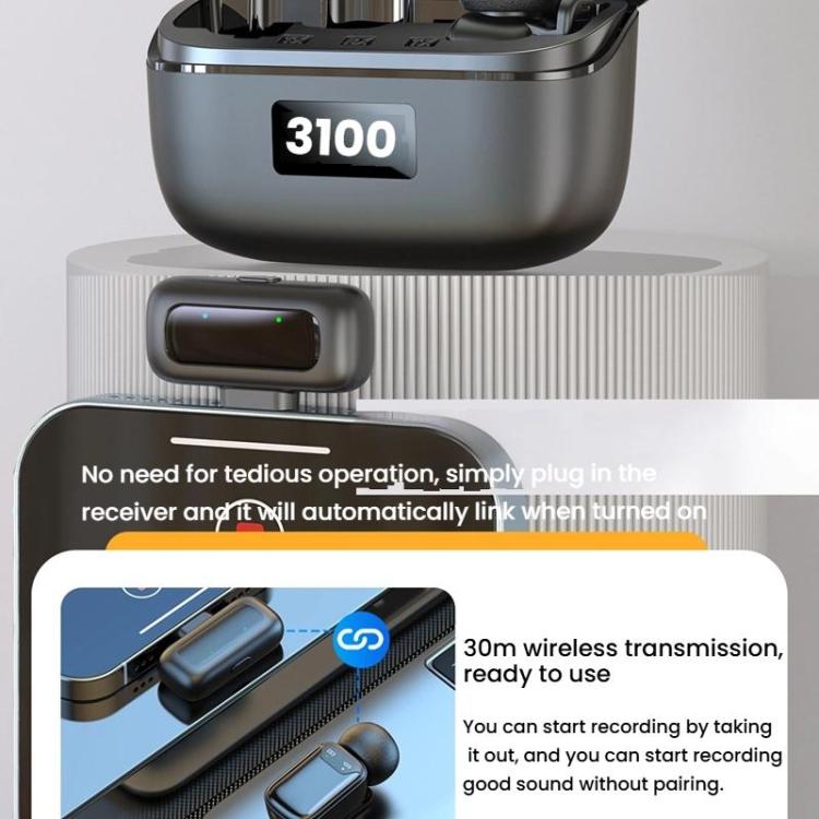 Type-C Dual Microphone Mini Wireless Finger Clip Microphone Mobile Phone Live Noise Reduction Bluetooth Microphone(Black) - Microphone by buy2fix | Online Shopping UK | buy2fix