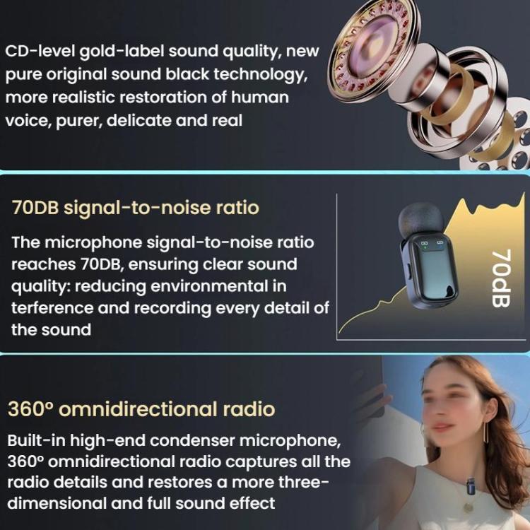 8 Pin Dual Microphone Mini Wireless Finger Clip Microphone Mobile Phone Live Noise Reduction Bluetooth Microphone(Black) - Microphone by buy2fix | Online Shopping UK | buy2fix