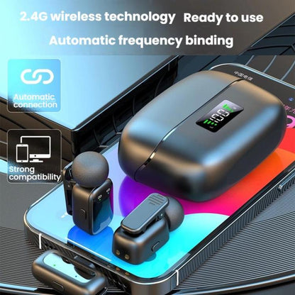 8 Pin Dual Microphone Mini Wireless Finger Clip Microphone Mobile Phone Live Noise Reduction Bluetooth Microphone(Black) - Microphone by buy2fix | Online Shopping UK | buy2fix