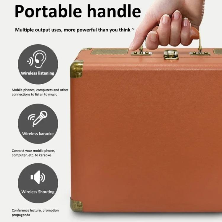 SDRD Wooden Box Karaoke Machine With Wireless Dual Mics All-In-One Speaker System Supports U Disk/TF Card(Black) - Desktop Speaker by SDRD | Online Shopping UK | buy2fix