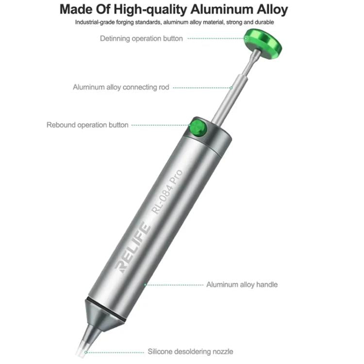RELIFE RL-084 Pro Powerful Aluminium Alloy Solder Sucker Manual Solder Residue Sucker - Others by RELIFE | Online Shopping UK | buy2fix