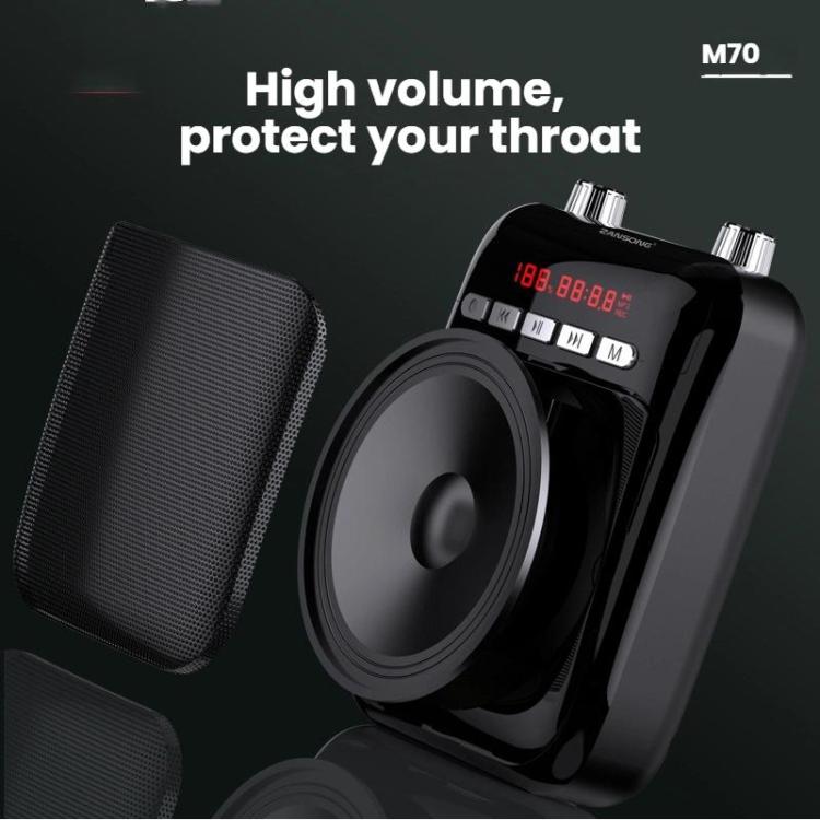 ZANSONG M70 Wireless Bluetooth Megaphone Speaker with UHF Mic Surrport Voice Recorder, FM Radio, TF/USB Port, 3.5mm AUX Input(Black) - Loudspeaker by ZANSONG | Online Shopping UK | buy2fix