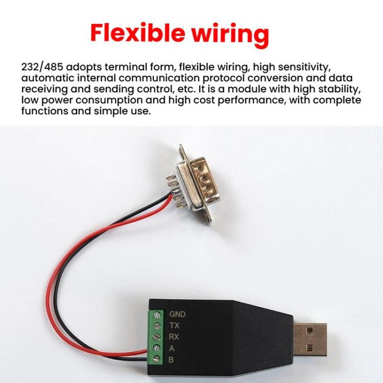 AMSAMOTION USB to RS232/485 Converter Adapter for Industrial Automation, PLC, POS(Black) - RS485 / RS232 Series by AMSAMOTION | Online Shopping UK | buy2fix