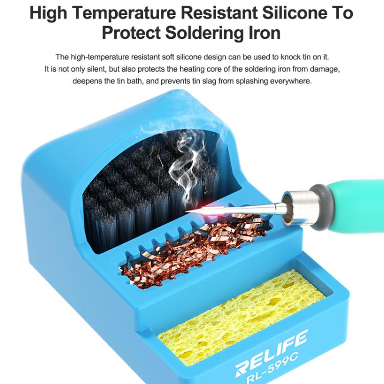 RELIFE RL-599C 3 In 1 Soldering Iron Cleaner Soldering Iron Tip Tin Residue High Temperature Resistant Cleaning Sponge Steel Wire Cleaning Ball - Others by RELIFE | Online Shopping UK | buy2fix
