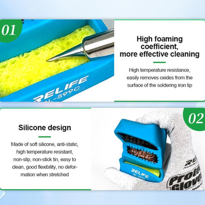 RELIFE RL-599C 3 In 1 Soldering Iron Cleaner Soldering Iron Tip Tin Residue High Temperature Resistant Cleaning Sponge Steel Wire Cleaning Ball - Others by RELIFE | Online Shopping UK | buy2fix