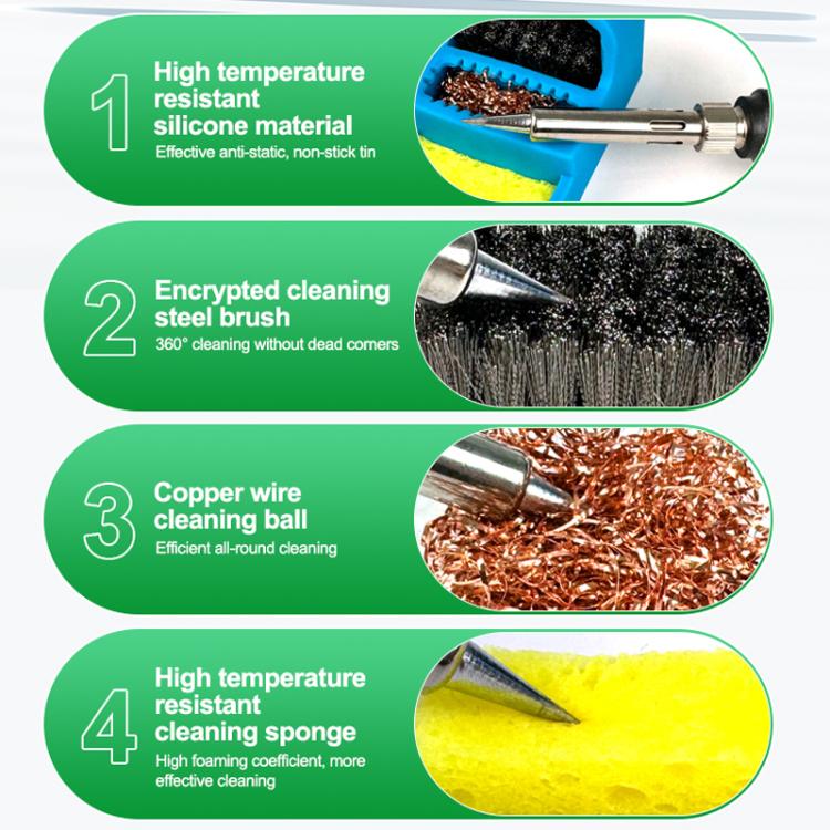 RELIFE RL-599C 3 In 1 Soldering Iron Cleaner Soldering Iron Tip Tin Residue High Temperature Resistant Cleaning Sponge Steel Wire Cleaning Ball - Others by RELIFE | Online Shopping UK | buy2fix