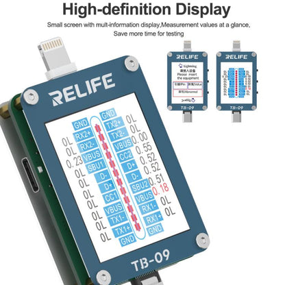 RELIFE TB-09 Type-C / 8 Pin Tail Plug Tester Automatically Locks Fault Points - Test Tools by RELIFE | Online Shopping UK | buy2fix