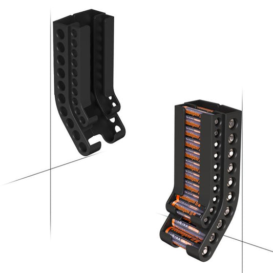 Wall-Mounted Battery Organizer Holds 10 AA & 10 AAA Batteries Space-Saving Battery Storage Rack(Black) - Battery Storage Box by buy2fix | Online Shopping UK | buy2fix