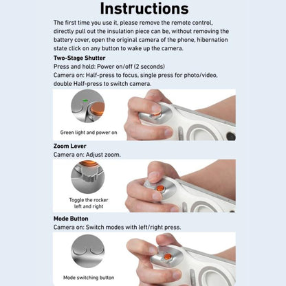 TELESIN P1-MP-10 Magsafe Magnetic Camera Shoot Hand Grip Bluetooth Remote Control Mobile Phone Camera Handle - Phone Remote Control by TELESIN | Online Shopping UK | buy2fix