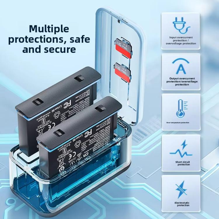 For Insta360 X5 Fast Charger With Digital Display & Dual Charging Case Battery Storage Box(Black) - Others by buy2fix | Online Shopping UK | buy2fix