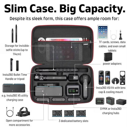 For Insta360 X5 / X4 Camera SYMIK Large Capacity Storage Bag Handbag Messenger Carrying Case(Black) - Case & Bags by SYMIK | Online Shopping UK | buy2fix