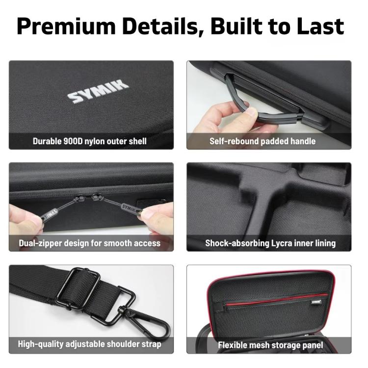 For Insta360 X5 / X4 Camera SYMIK Large Capacity Storage Bag Handbag Messenger Carrying Case(Black) - Case & Bags by SYMIK | Online Shopping UK | buy2fix