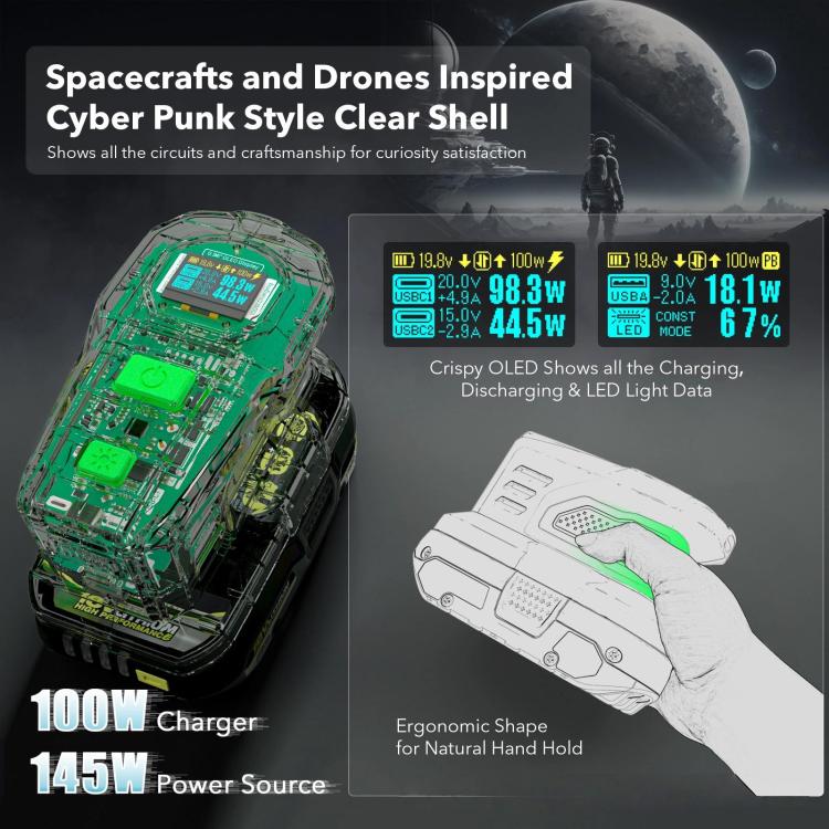 For RYOBI 18V Lithium Battery 100W Fast Charger & 145W Discharge Power Station PSC Pro Max - Charger & Converter by buy2fix | Online Shopping UK | buy2fix