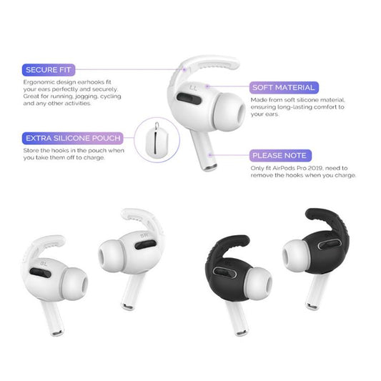 For AirPods Pro AhaStyle PT100 3pairs S+M+L Silicone Anti-Loss Anti-Slip Ear Hook Earplug Cap(White) - Anti-dust & Ear Caps by AhaStyle | Online Shopping UK | buy2fix