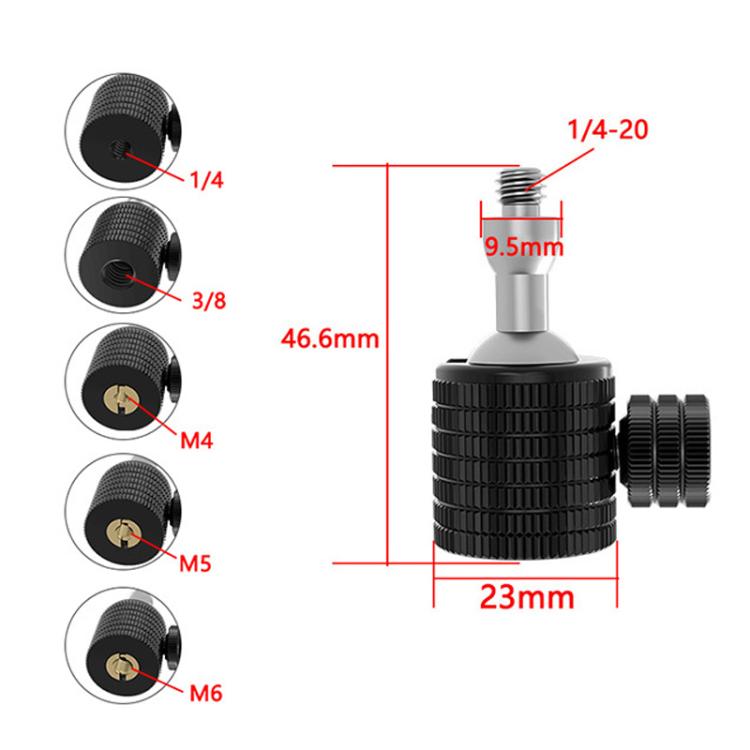 Q1-B 1/4 Female To 1/4 Male Universal Mini Ball Head Adapter Mount Aluminium Alloy Mobile Phone Camera Tripod Accessories - Tripod Heads by buy2fix | Online Shopping UK | buy2fix