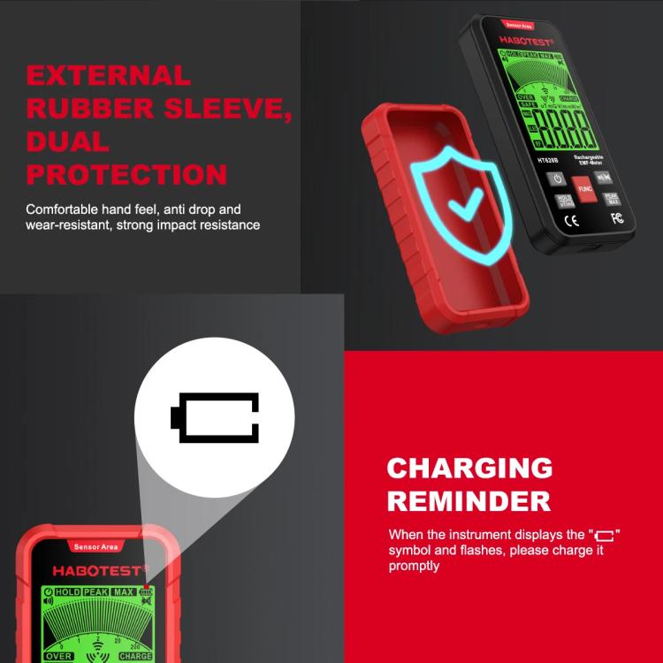 HABOTEST HT628B Multi-Field EMF Meter Rechargeable Electromagnetic Radiation Tester - Radiation Detector by HABOTEST | Online Shopping UK | buy2fix