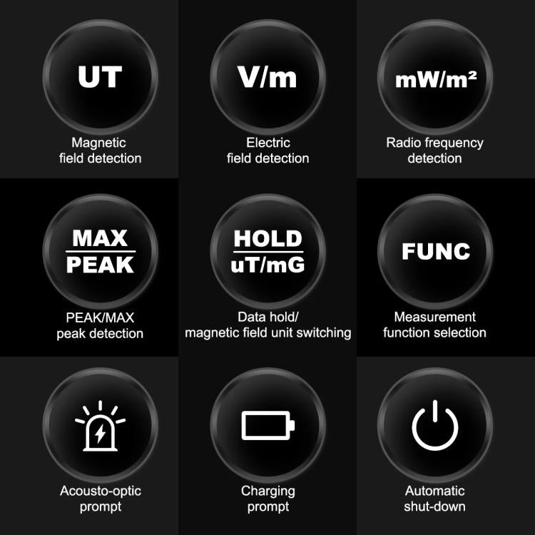 HABOTEST HT628B Multi-Field EMF Meter Rechargeable Electromagnetic Radiation Tester - Radiation Detector by HABOTEST | Online Shopping UK | buy2fix