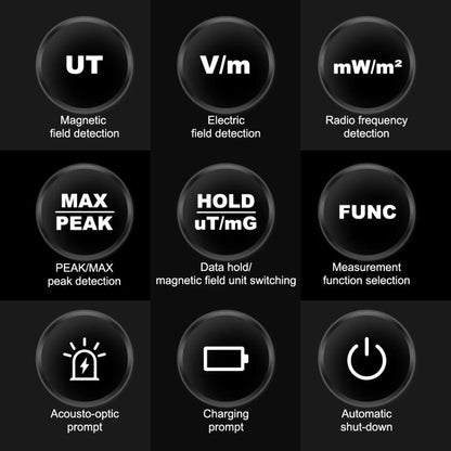 HABOTEST HT628B Multi-Field EMF Meter Rechargeable Electromagnetic Radiation Tester - Radiation Detector by HABOTEST | Online Shopping UK | buy2fix