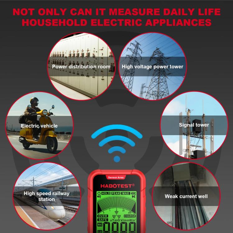 HABOTEST HT628B Multi-Field EMF Meter Rechargeable Electromagnetic Radiation Tester - Radiation Detector by HABOTEST | Online Shopping UK | buy2fix