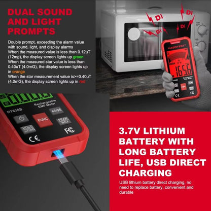 HABOTEST HT628B Multi-Field EMF Meter Rechargeable Electromagnetic Radiation Tester - Radiation Detector by HABOTEST | Online Shopping UK | buy2fix