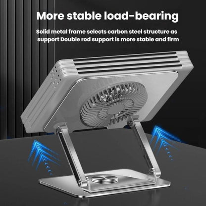 360 Rotating Laptop Stand Foldable Metal Desk Holder For 17.3 Inch Laptops Tablets With Magnetic Cooling Fan Gray - Laptop Stand by buy2fix | Online Shopping UK | buy2fix