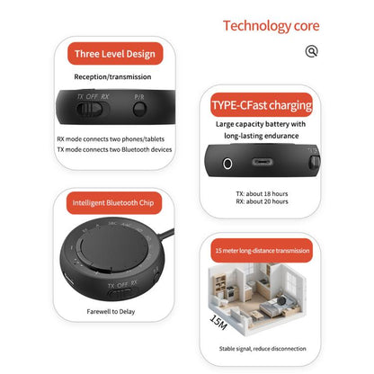 2-in-1 Bluetooth 5.4 Audio Adapter with Qualcomm Chip Low Latency Wireless Transmitter/Receiver for Car/Home(White) - Audio Receiver Transmitter by buy2fix | Online Shopping UK | buy2fix