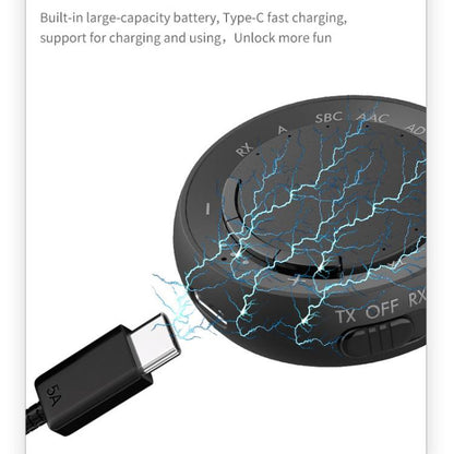 2-in-1 Bluetooth 5.4 Audio Adapter with Qualcomm Chip Low Latency Wireless Transmitter/Receiver for Car/Home(Black) - Audio Receiver Transmitter by buy2fix | Online Shopping UK | buy2fix