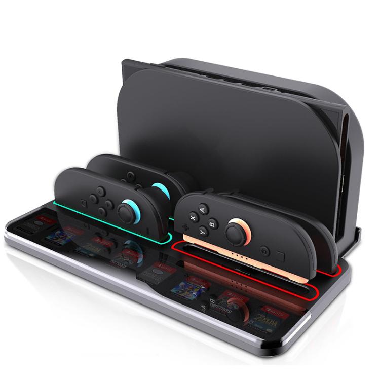 For Nintendo Switch 2 Controller Charging Dock Ultra-thin Stand With 8 Game Card Storage(Black) - Charger & Power by buy2fix | Online Shopping UK | buy2fix