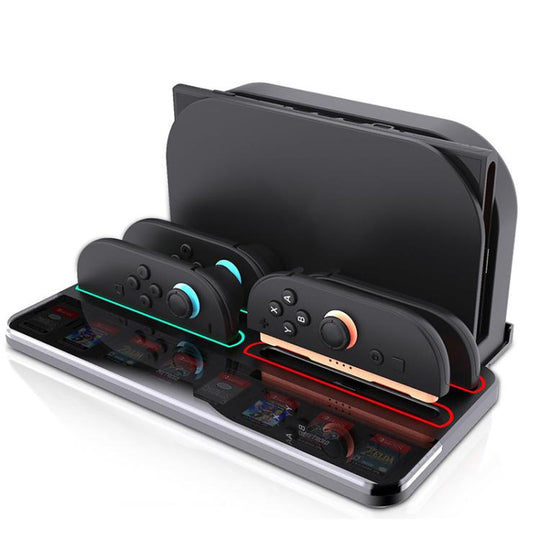 For Nintendo Switch 2 Controller Charging Dock Ultra-thin Stand With 8 Game Card Storage(Black)