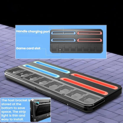 For Nintendo Switch 2 Controller Charging Dock Ultra-thin Stand With 8 Game Card Storage(Black) - Charger & Power by buy2fix | Online Shopping UK | buy2fix