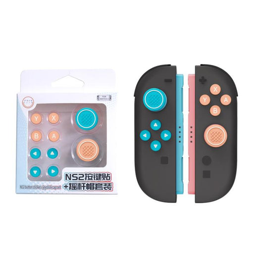 For Nintendo Switch 2 Joy-Con Controllers Silicone Button Skins & Joystick Caps Set(Red Blue) - Others by buy2fix | Online Shopping UK | buy2fix