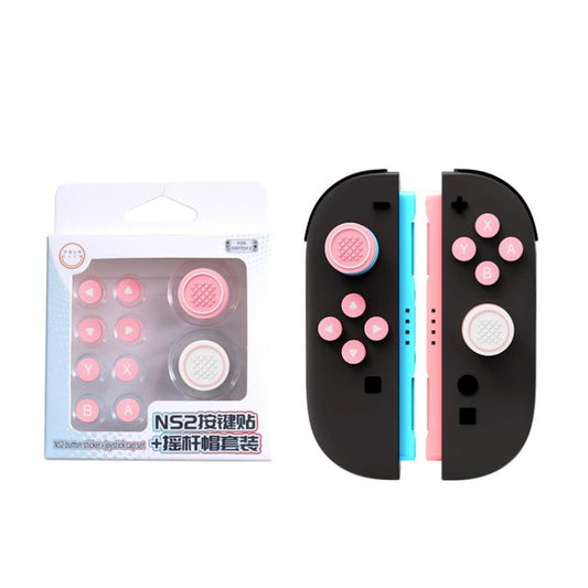 For Nintendo Switch 2 Joy-Con Controllers Silicone Button Skins & Joystick Caps Set(Pink) - Others by buy2fix | Online Shopping UK | buy2fix