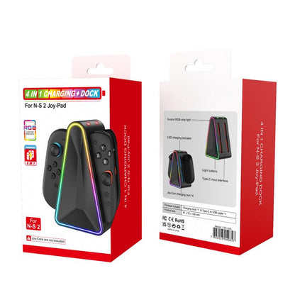 For Nintendo Switch 2 4 In 1 Handle Charger Storage Base(Black) - Charger & Power by buy2fix | Online Shopping UK | buy2fix