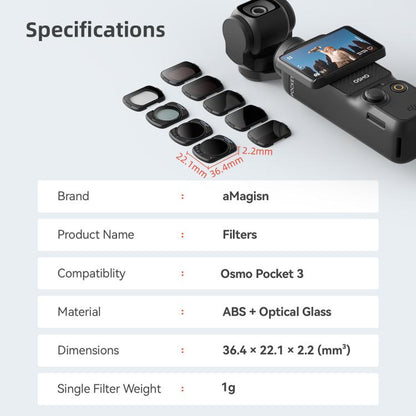 For DJI Osmo Pocket 3 aMagisn Adjustable Magnetic Filter Camera Lens Filters ND 6 To 10 Gear - Lens Accessories by aMagisn | Online Shopping UK | buy2fix