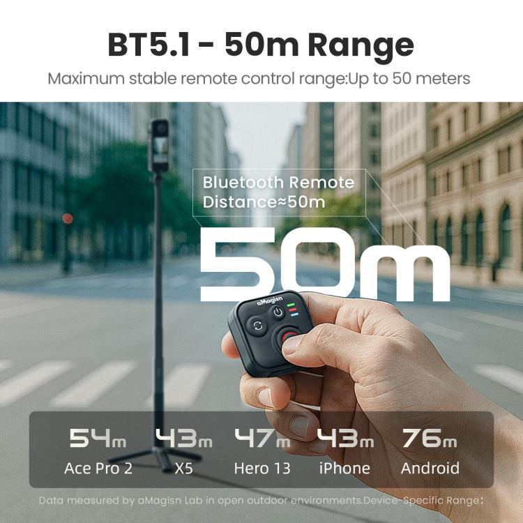 aMagisn Wireless Bluetooth Remote Control for Insta360, GoPro Hero Cameras & Smartphones - 50m Long Range - Others by aMagisn | Online Shopping UK | buy2fix