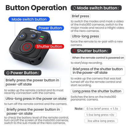 aMagisn Wireless Bluetooth Remote Control for Insta360, GoPro Hero Cameras & Smartphones - 50m Long Range - Others by aMagisn | Online Shopping UK | buy2fix