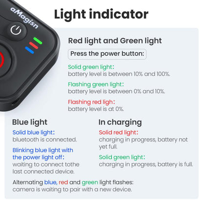 aMagisn Wireless Bluetooth Remote Control for Insta360, GoPro Hero Cameras & Smartphones - 50m Long Range - Others by aMagisn | Online Shopping UK | buy2fix