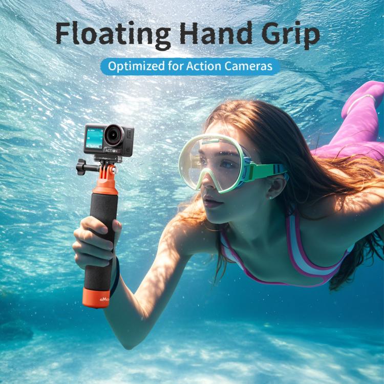 aMagisn Universal Floating Hand Grip for Action Cameras with Triple Claw & 1/4-inch Screw Mount(Black Orange) - Floating Grip & Ball by aMagisn | Online Shopping UK | buy2fix