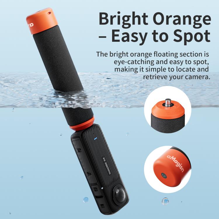 aMagisn Universal Floating Hand Grip for Action Cameras with Triple Claw & 1/4-inch Screw Mount(Black Orange) - Floating Grip & Ball by aMagisn | Online Shopping UK | buy2fix