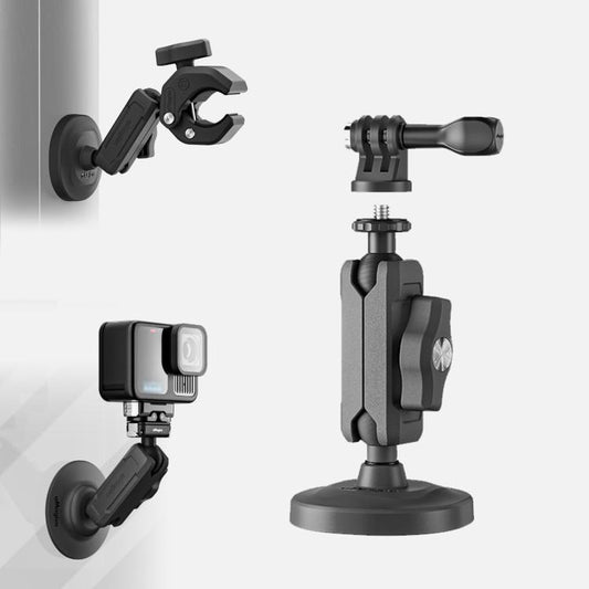 aMagisn Metal Arm Clamp Magnetic Base with 1/4-inch Ball Head For Insta360, DJI, GoPro Cameras(Black) - Holder by aMagisn | Online Shopping UK | buy2fix